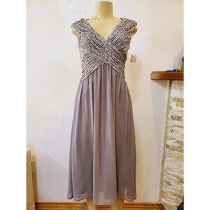 VIOLETS ROSES GRACE ELEMENTS  GRAY SLEEVELESS LONG CHIFFON DRESS SIZE 2 #167